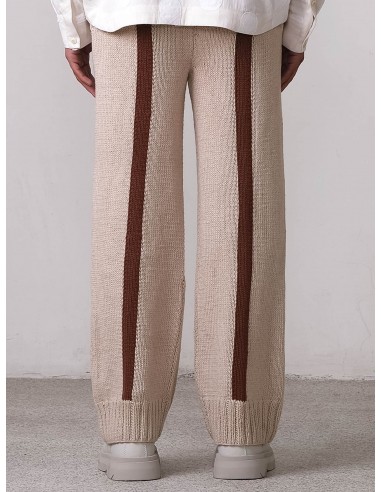 Fibula Striped Hand-knitted Pants- Beige Venez acheter