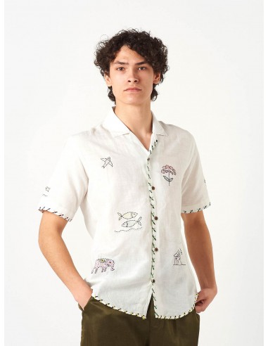 White Cross border Embroidery Shirt le concept de la Pate a emporter 