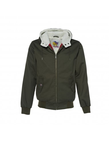 Blouson fourré à capuche kaki en ligne